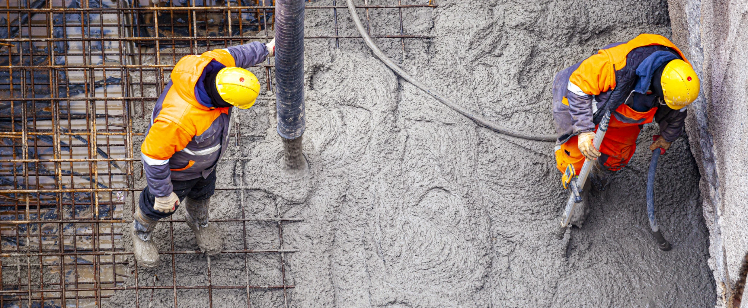 Aerial view of construction site activity