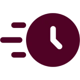 Clock icon with motion lines